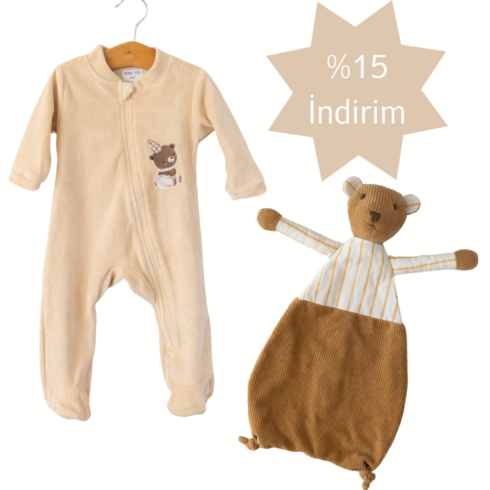 Avantajlı Set - Kadife Tulum - Uyku Arkadaşı Ayı 