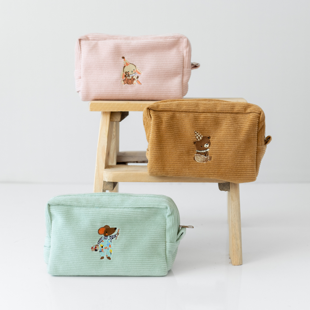 Avantajlı Set - Puset Çantası - Kadife Organizer Çanta Tarçın