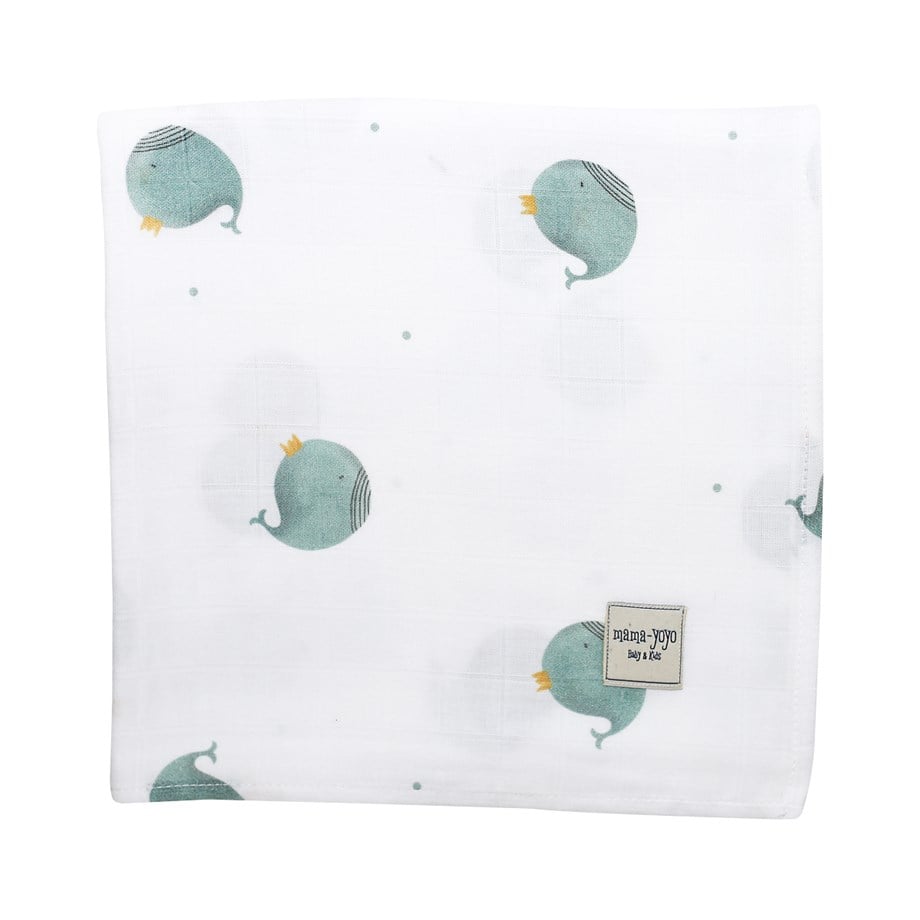 Çok Amaçlı Organik Müslin Örtü - %100 Pamuk Whaley - Tombul Balina - 120X120 CM