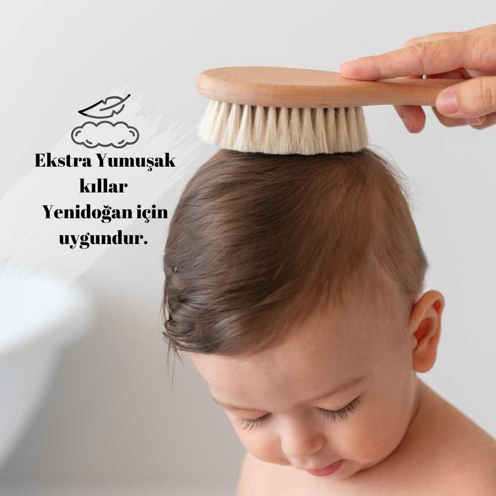 Doğal Keçi Kılı Bebek Saç Fırçası - Ekstra Yumuşak