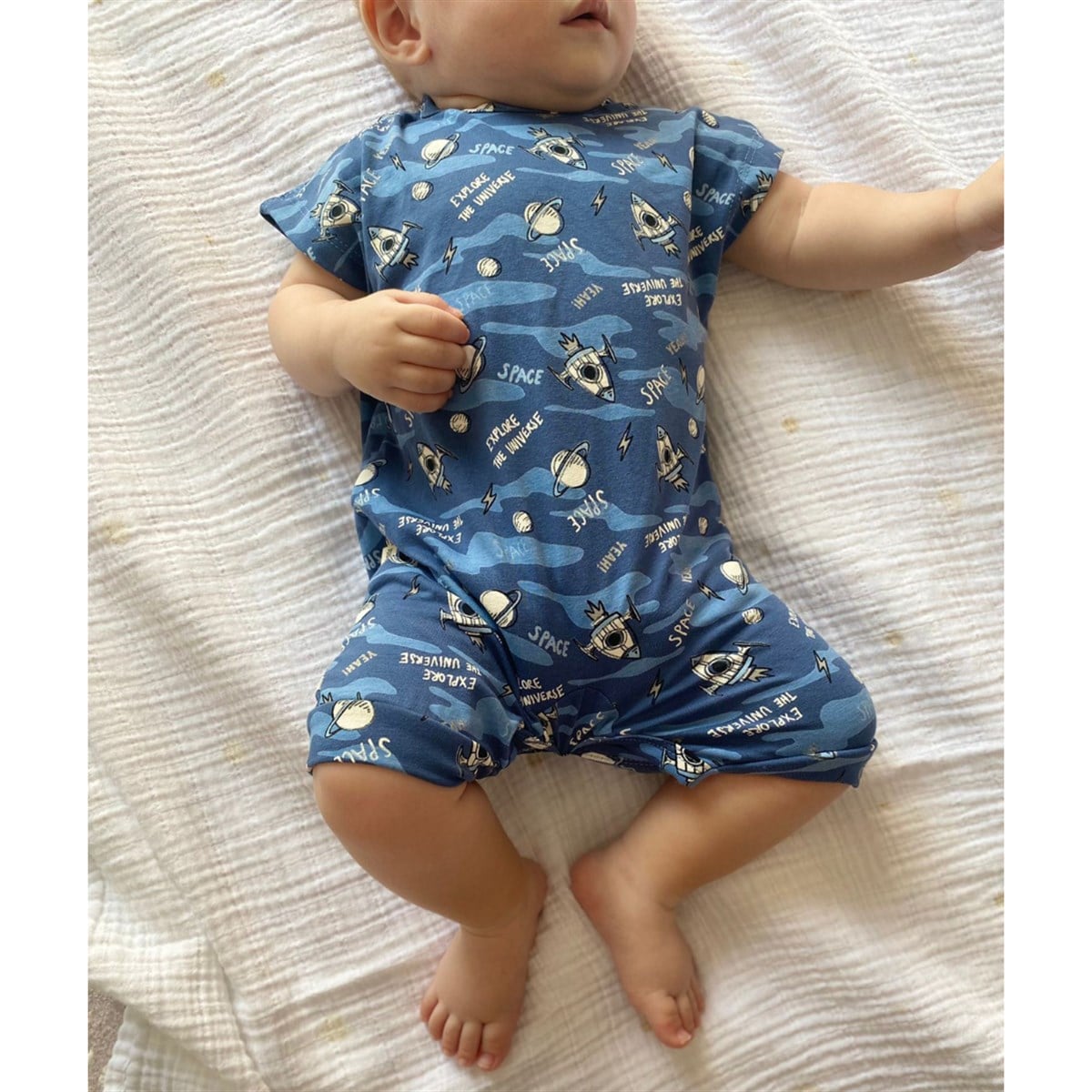 Kısa Kollu Pijama Tulum - Space (Uzay temalı)