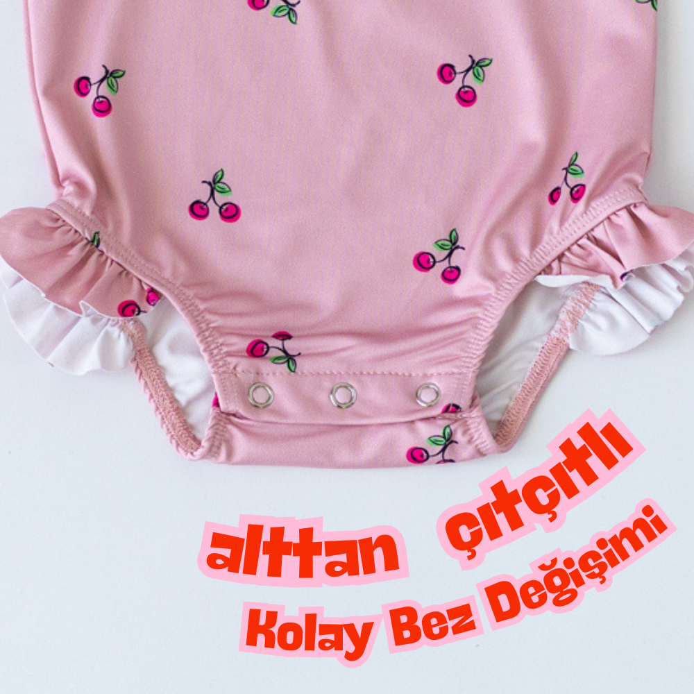 Önden Fermuarlı - Alttan Çıtçıtlı Mayo Kiraz 