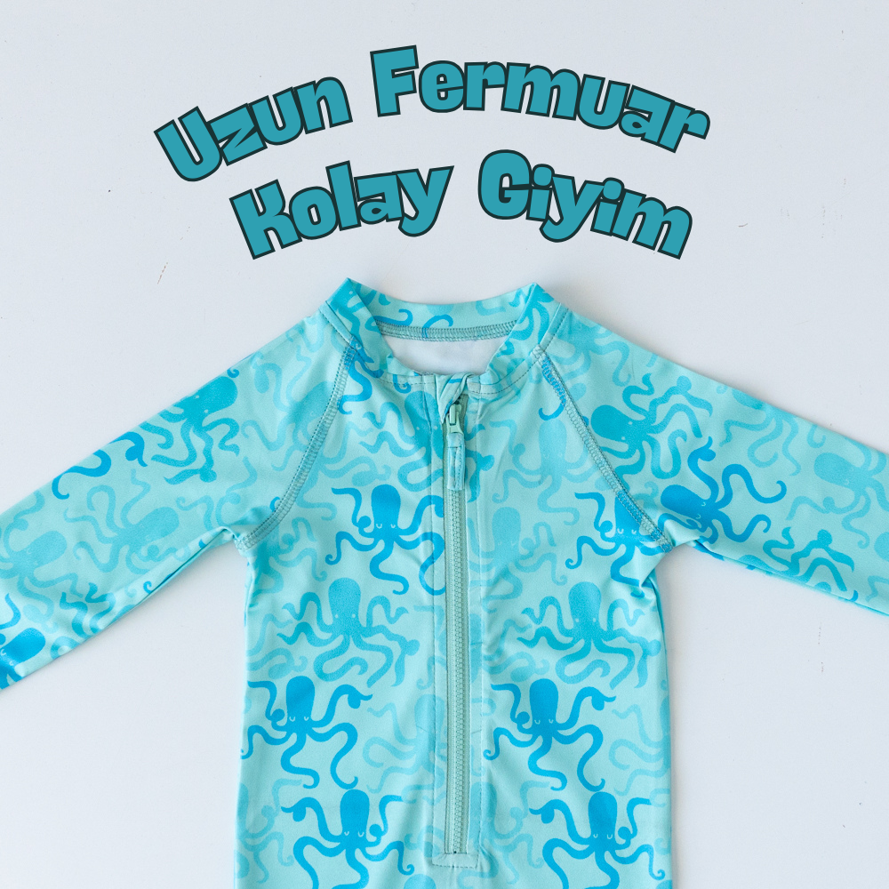 Önden Fermuarlı - Tulum Mayo - Ahtapot