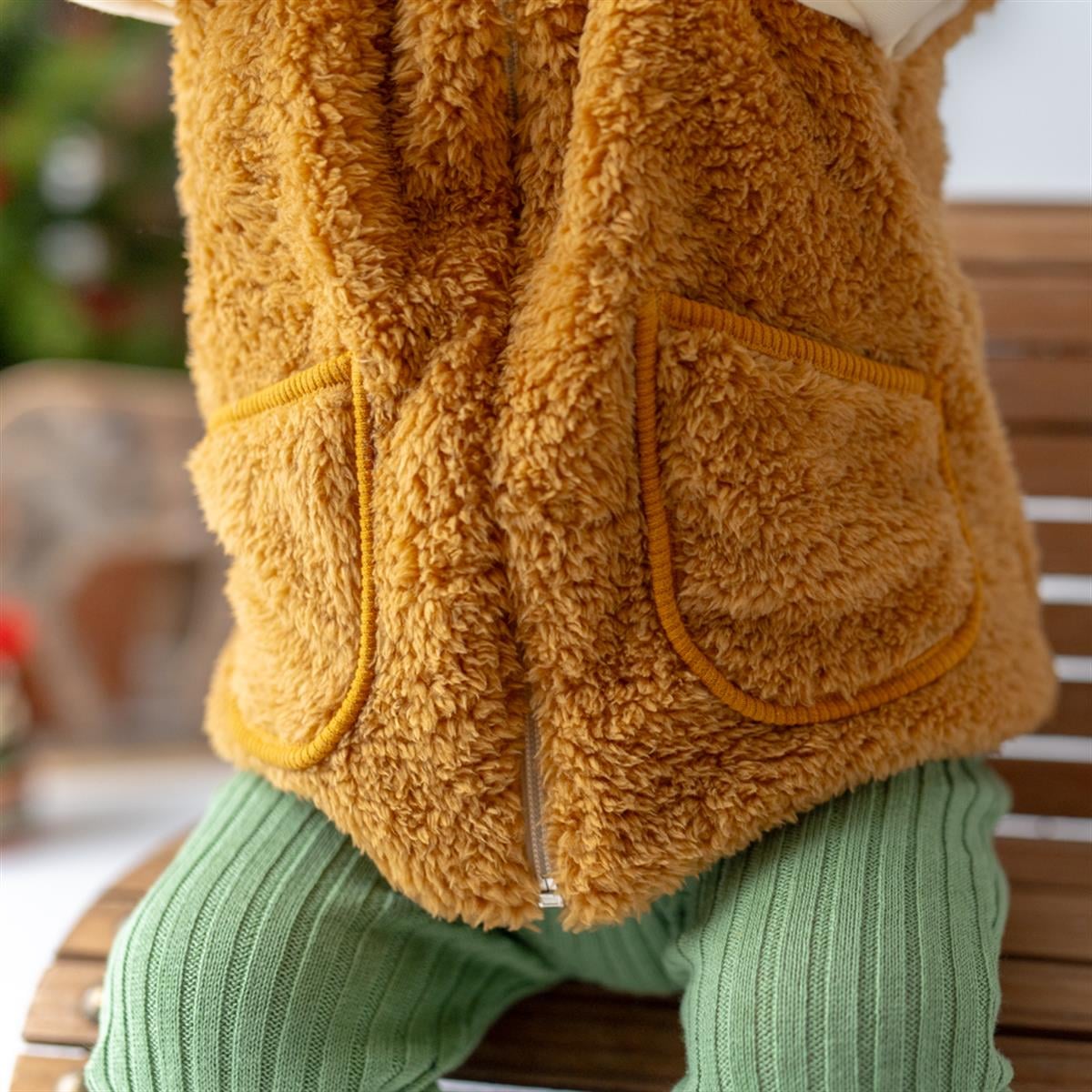 Peluş  Yelek - Hardal