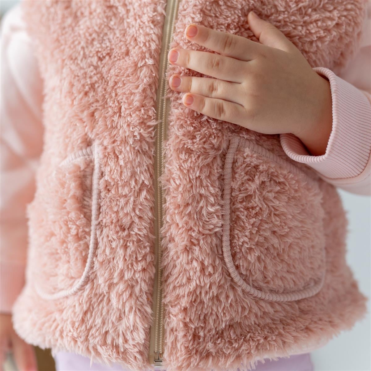 Peluş  Yelek - Pudra Pembe 