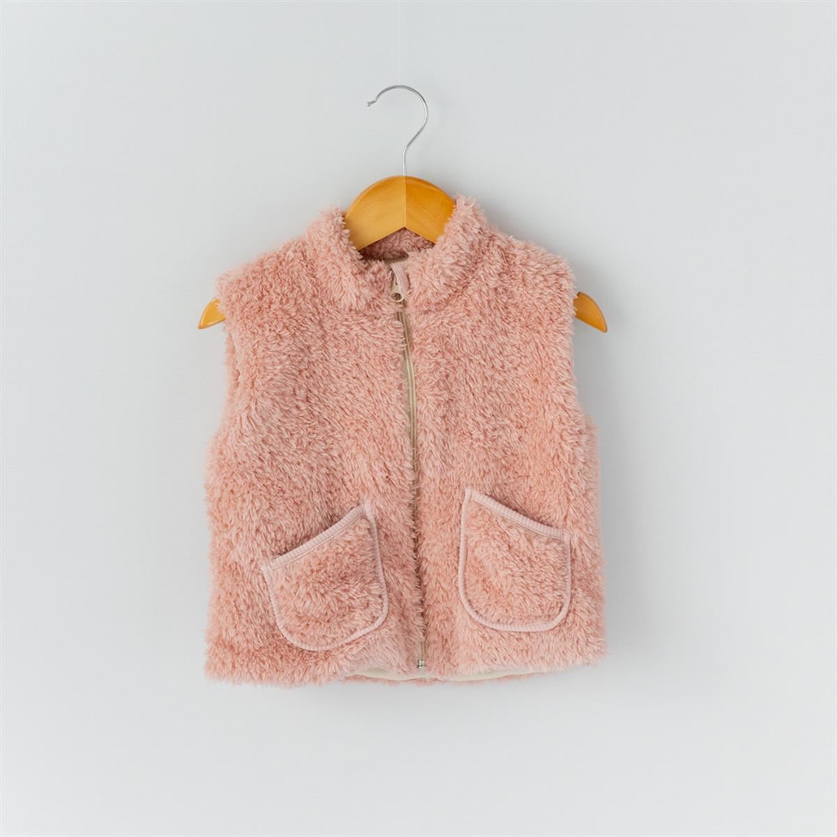 Peluş  Yelek - Pudra Pembe 