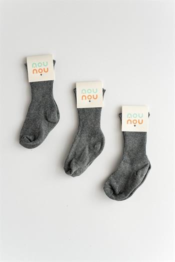  3lü Antrasit Bebek Çocuk Katlamalı Çorap