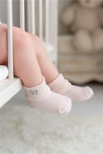  Nou Nou 3lü Pembe Kız Bebek Çocuk Simli Nakışlı Çorap