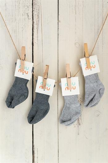  Nou Nou 3lü Antrasit Bebek Çocuk Katlamalı Çorap