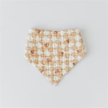 %100 Organik Müslin Üçgen Mama Önlüğü Çift kat Müslin -  Ayı Desenli 