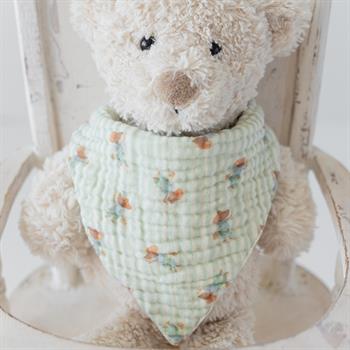 %100 Organik Müslin Üçgen Mama Önlüğü Çift kat Müslin -  Fare Desenli 