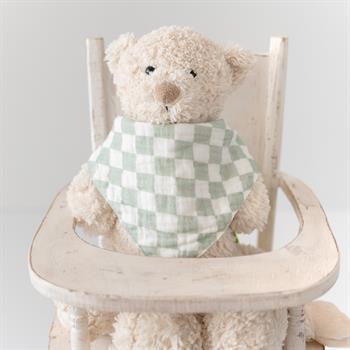 %100 Organik Müslin 
Üçgen Mama Önlüğü 
Çift kat Müslin Mint Dama 