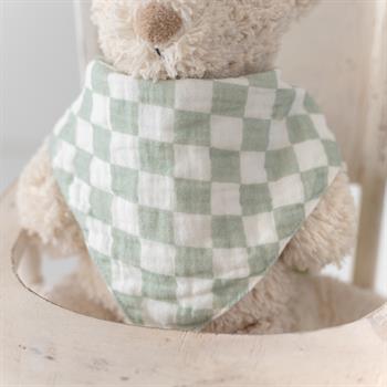 %100 Organik Müslin 
Üçgen Mama Önlüğü 
Çift kat Müslin Mint Dama 