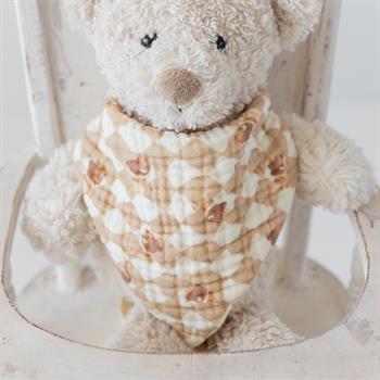 %100 Organik Müslin Üçgen Mama Önlüğü Çift kat Müslin -  Ayı Desenli 