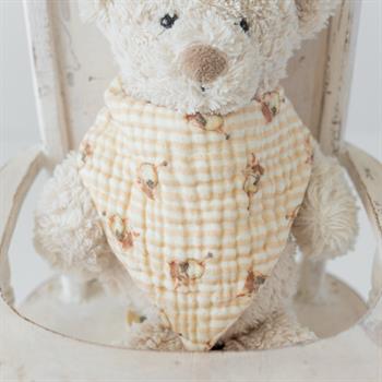 %100 Organik Müslin Üçgen Mama Önlüğü Çift kat Müslin -  Tavşan Desenli 