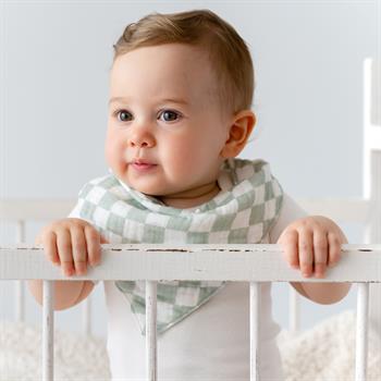 %100 Organik Müslin 
Üçgen Mama Önlüğü 
Çift kat Müslin Mint Dama 