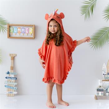 3D Nakışlı İnce Havlu Panço Unicorn  1-2 Y