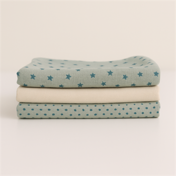 3lü Müslin Set - Mint Yıldızlı Takım