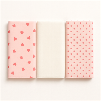 3lü Müslin Set - Pudra Kalp Takım  