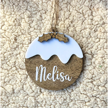 Ahşap İsme Özel Yılbaşı Ağaç Süsü /İsimli  hatıra yılbaşı ağacı süsü / Yılbaşı pudingi