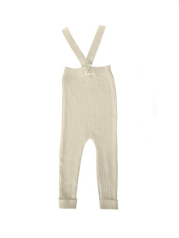 Organic Knitted Baby Tight with Suspenders-Cream