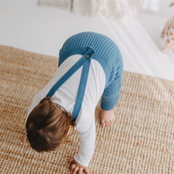 Organic Knitted Baby Tight with Suspenders-Indigo