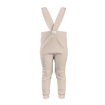 Organic Knitted Baby Tight with Suspenders-Cream