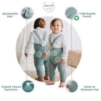 Organic Knitted Baby Tight with Suspenders-Mint