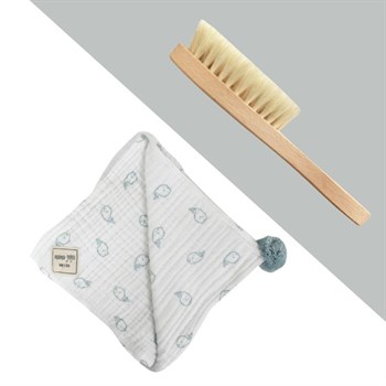 Bath Set- Hooded Towel Babywhale & Baby Brush