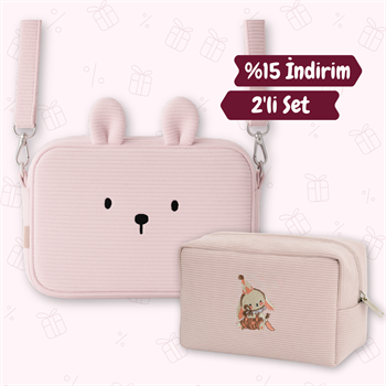 Avantajlı Set - Puset Çantası - Kadife Organizer Çanta Pudra 