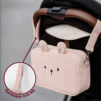 Avantajlı Set - Puset Çantası - Organik Bebek Battaniyesi Tavşan