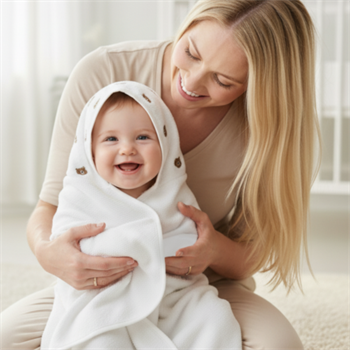 Başlıklı Kurulama Havlusu – %100 Pamuk 0-2 Yaş Ayı Nakışlı