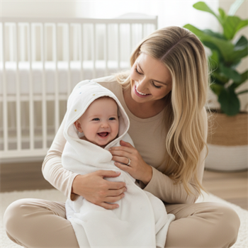 Başlıklı Kurulama Havlusu – %100 Pamuk 0-2 Yaş Yıldız Nakışlı