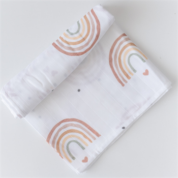 Multi Purpose Organic Muslin Throws  100% Organic Cotton- Rainbow Rosy