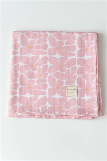 Çok Amaçlı Organik Müslin Örtü - 120x120cm Floral Çiçekli