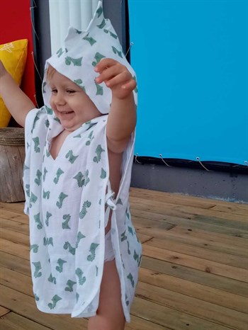Dino Head Muslin Ponchos - Dino 