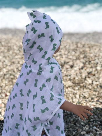 Dino Head Muslin Ponchos - Dino 