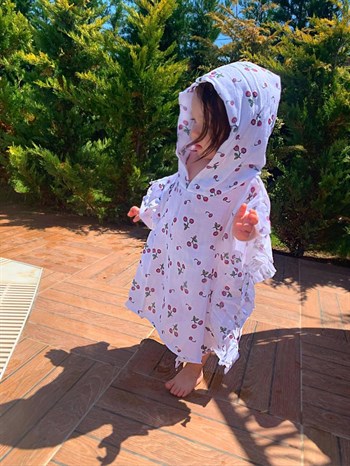 Muslin Ruffle Ponchos - Cherry   