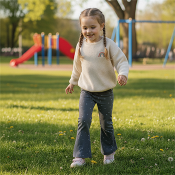 İspanyol Paça Gri Çocuk Tayt %100 Pamuk  2-3 Yaş