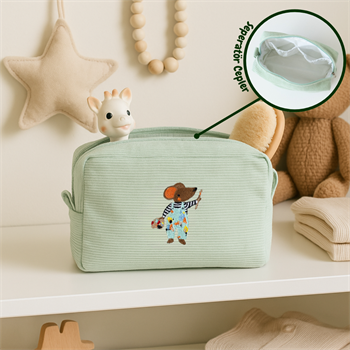 Kadife Organizer Çanta Mint - Fare nakışlı