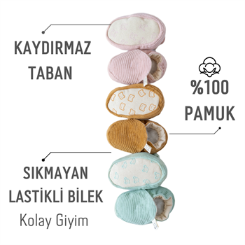 Kadife Patik - Kahve - Kaydırmaz Taban 