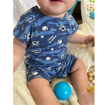 Short Sleeve Baby Pajamas / Overalls- Space
