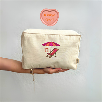 Kişiye Özel Harfli Organizer Çanta Plaj Nakışlı