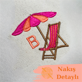 Kişiye Özel Harfli Organizer Çanta Plaj Nakışlı