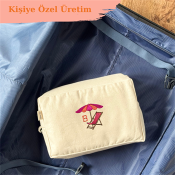 Kişiye Özel Harfli Organizer Çanta Plaj Nakışlı