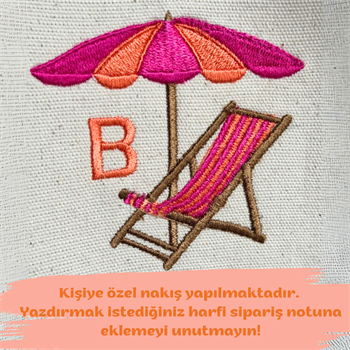 Kişiye Özel Harfli Organizer Çanta Plaj Nakışlı