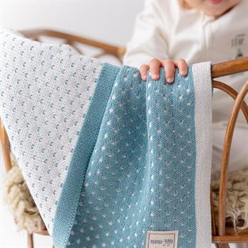 Mama Yoyo Triko Bebek Battaniyesi - Bebe Petrol Rengi - Puantiye