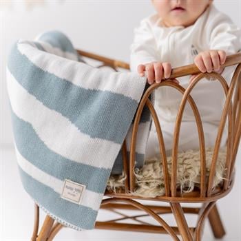 Double Sided Knited Blanket- Minty Lines