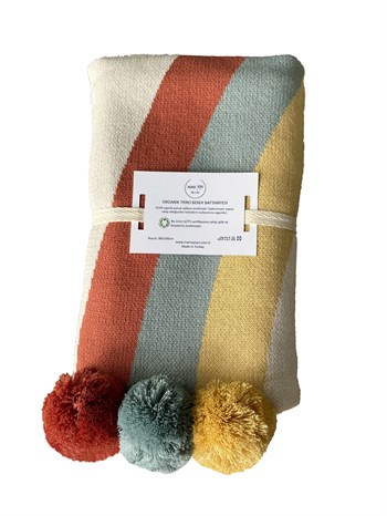 Organic Baby Blanket / One Side Knitted- Rainpompom