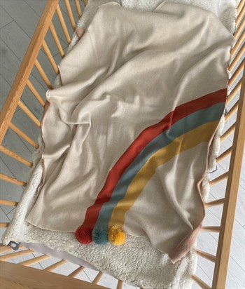 Organic Baby Blanket / One Side Knitted- Rainpompom